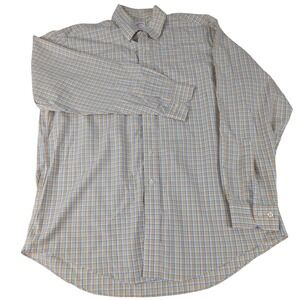 Brooks Brothers Mens Plaid Non-Iron Button Down Shirt Yellow Blue White Large